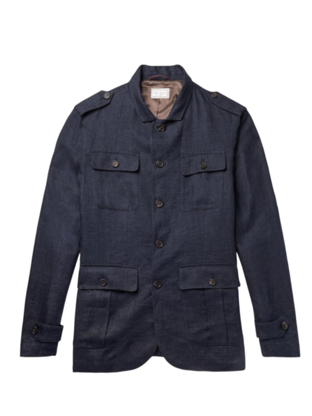 NWT Brunello Cucinelli Field Jacket Coat Mens 52 38 Medium Navy Blue Linen NEW